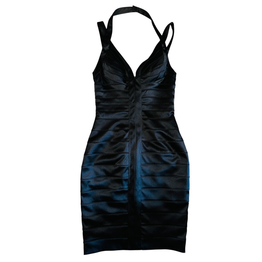 WB6 Cache Black Bodycon Mini Dress Sleeveless Bandage Cocktail Party Elegant